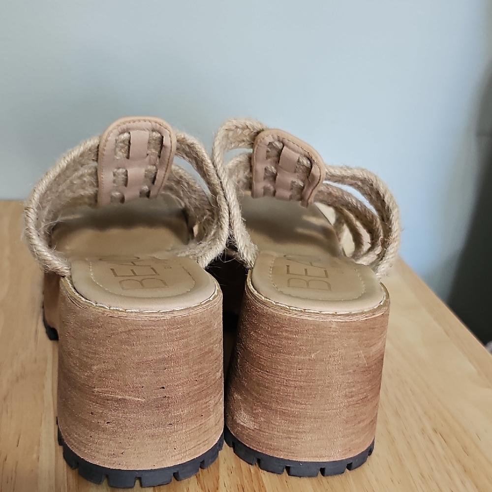 Braided Strap Platform Slide Sandals in Beige - Picture 3 of 7